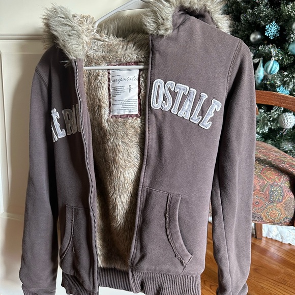 Aeropostale Brown Hooded Puffer Jacket - Picture 4 of 5